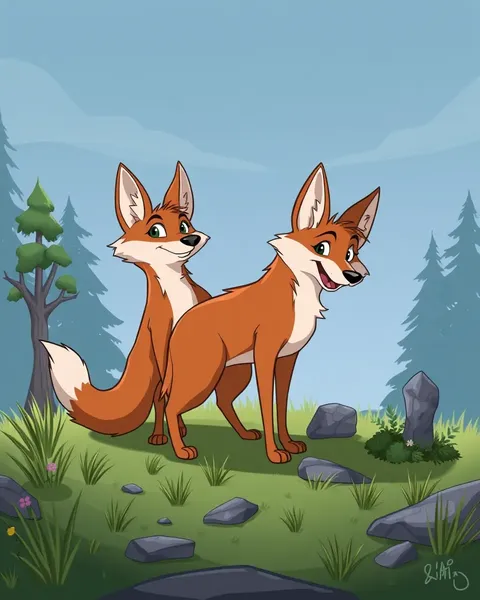 Coyotes en dibujos animados: Imágenes de amigos peludos