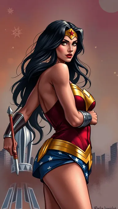 Creaciones digitales de arte fan de Wonder Woman pechos