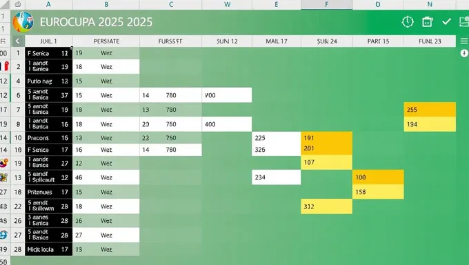 Descarga el archivo de Excel del Calendario de la Euro 2025