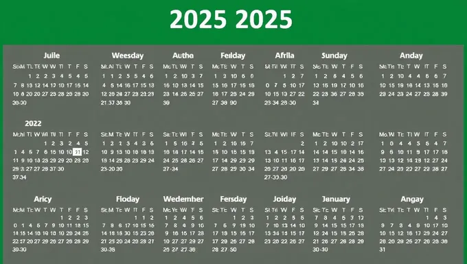 Descarga plantilla de calendario anual de Excel 2025 ahora