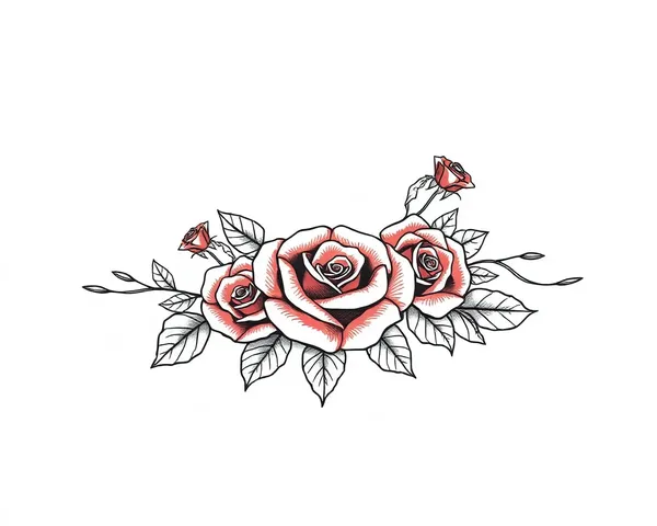 Dibujo PNG de Guirnalda de Rosa para Diseño de Tatuaje