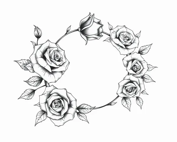 Dibujo de PNG de guirnalda de rosas para diseño de tatuaje