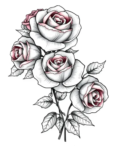 Dibujo de guirnalda de rosas PNG, ejemplo de arte de tatuaje