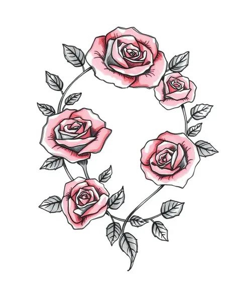 Diseño de Dibujo de Guirnalda de Rosa para Inspiración de Diseño de Tatuaje