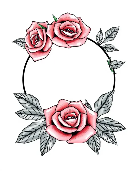 Diseño de Garland de Rosa Único y Dibujo de Tatuaje