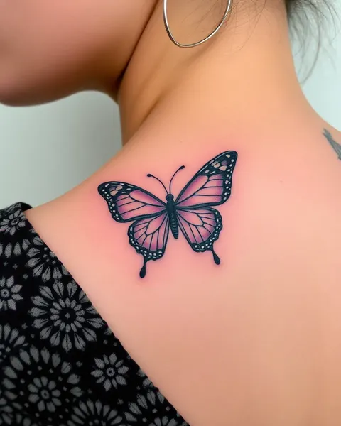 Diseño de Tatuaje de Mariposa en el Cuello: Arte Corporal Creativo