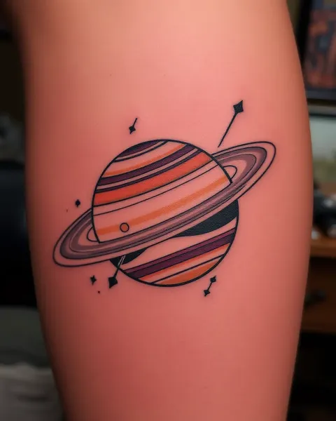 Diseño de Tatuaje del Planeta Saturno Celestial