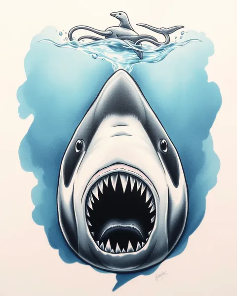 Diseño de arte corporal único de tatuaje de Jaws