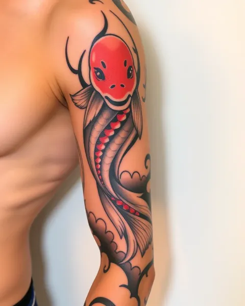 Diseño de arte de tatuaje de pez koi en manga