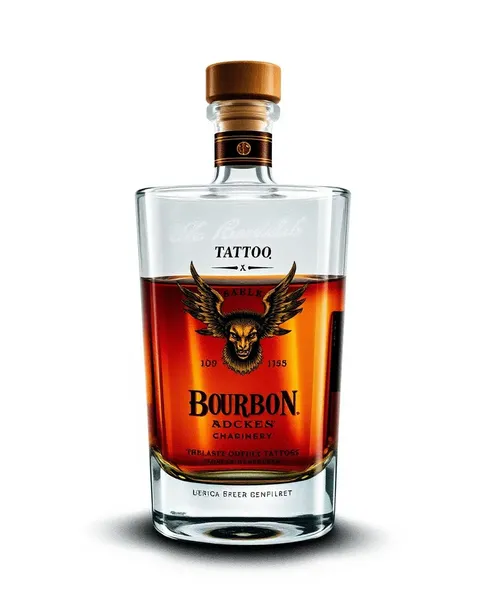 Diseño de arte realista de vaso de bourbon para tatuaje