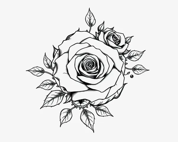 Diseño de enramada de rosa para tatuaje en estilo PNG de dibujo