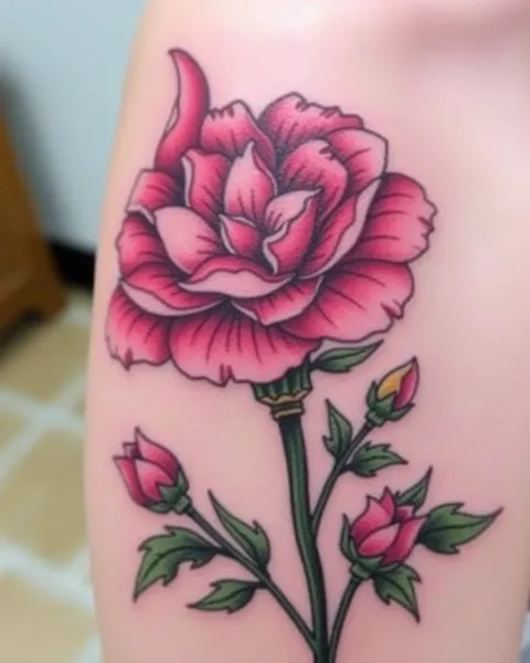 Diseño de flor de clavel de tatuaje