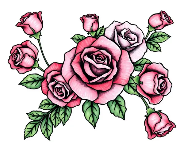 Diseño de inspiración para tatuaje de guirnalda de rosa en formato PNG