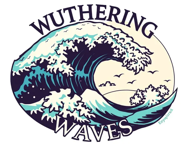 Diseño de logo de olas rugientes Wuthering en formato de imagen PNG requerido