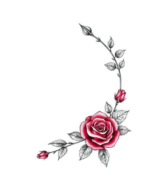 Diseño de tatuaje de garland de rosa simple Png