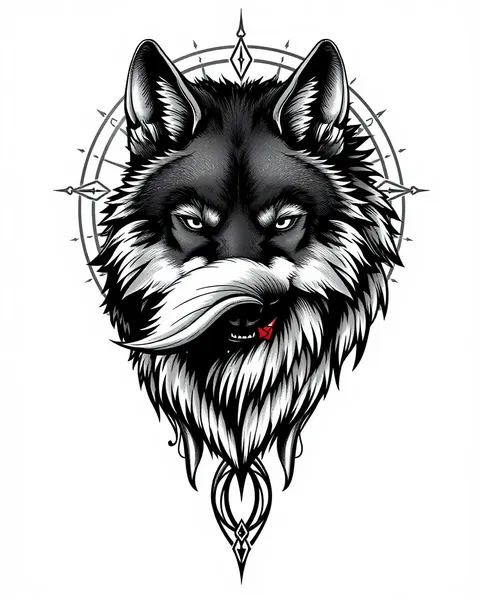 Diseño de tatuaje de lobo para brazo