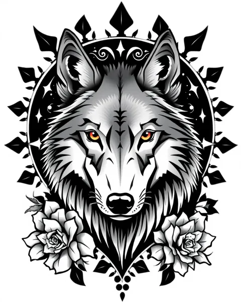 Diseño de tatuaje de lobo para la espalda