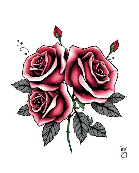 Diseño de tatuaje de rosas para arte corporal en el pie