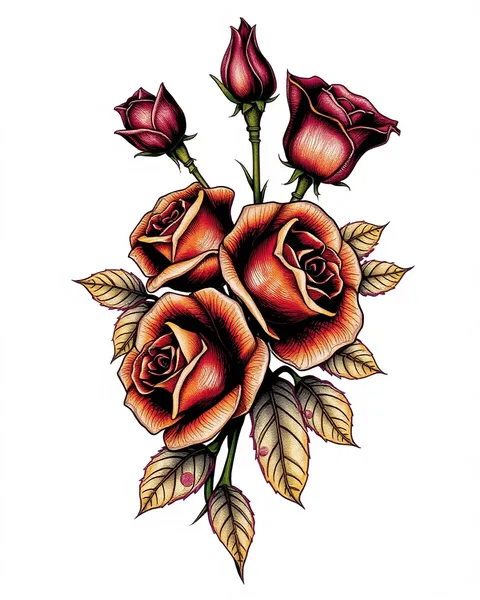 Diseño de tatuaje de rosas únicas para inspiración de brazo