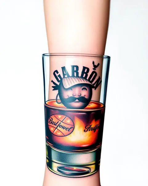 Diseño de tatuaje de vaso de bourbon realista y único