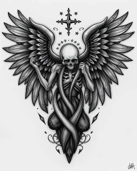 Diseño de tatuaje de ángel de la muerte