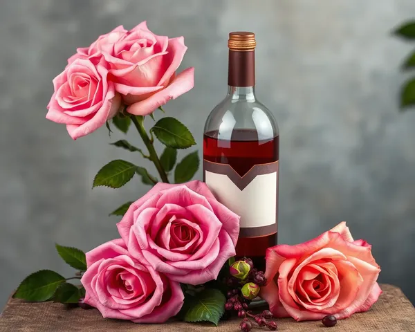 Diseño gráfico de rosas en vino en formato PNG