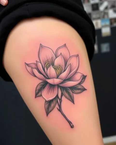 Diseños de Tatuaje de Flor de Magnolia Sencillos para Principiantes