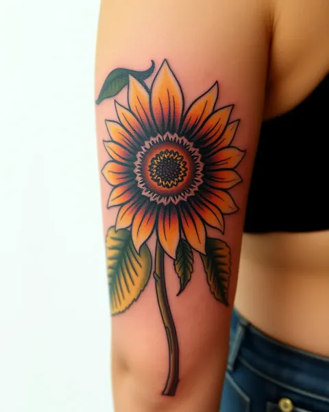 Diseños de Tatuaje de Girasol Simple para Minimalistas