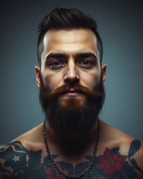 Diseños de barba y tatuajes del pornstar masculino