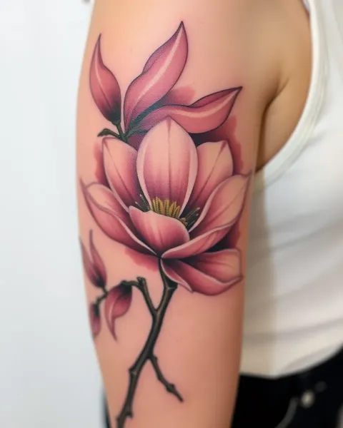 Diseños de tatuaje de magnolia hermosa para mujeres