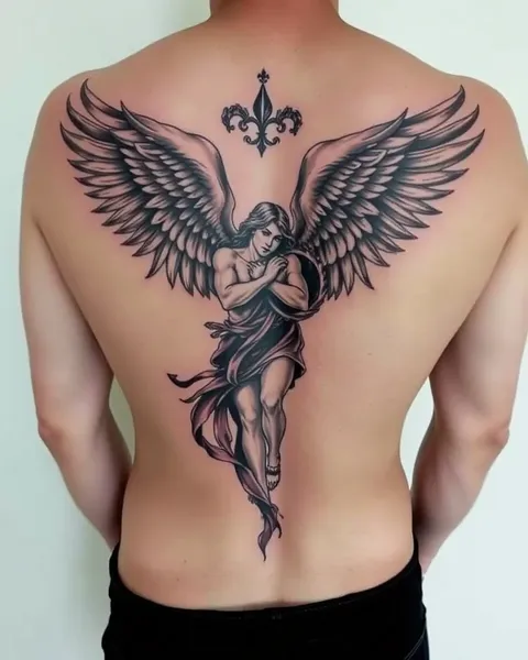 Diseños de tatuaje de ángel para hombros de hombres