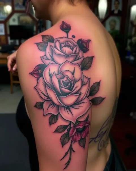 Diseños de tatuajes de flores florales para áreas de espalda y hombros