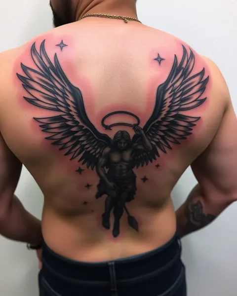 Diseños de tatuajes de ángel para pierna de hombre