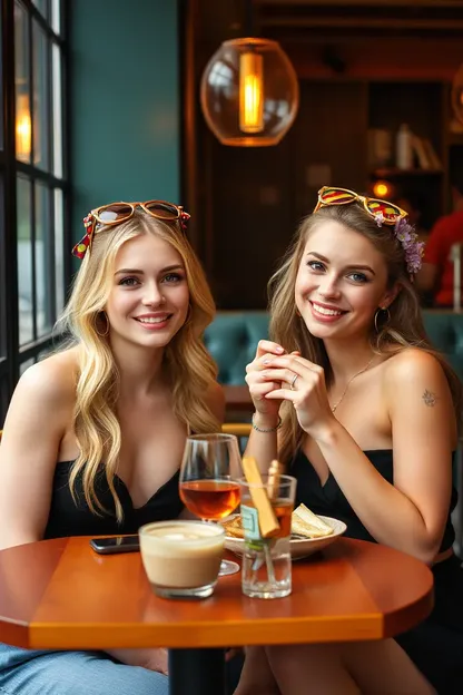 Dos Chicas se Besan Durante el Almuerzo