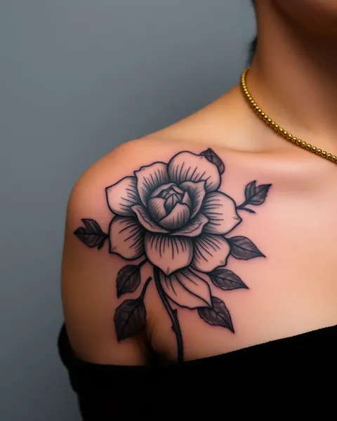 Ejemplo de Arte Colorido de Flor de Tatuaje Negro