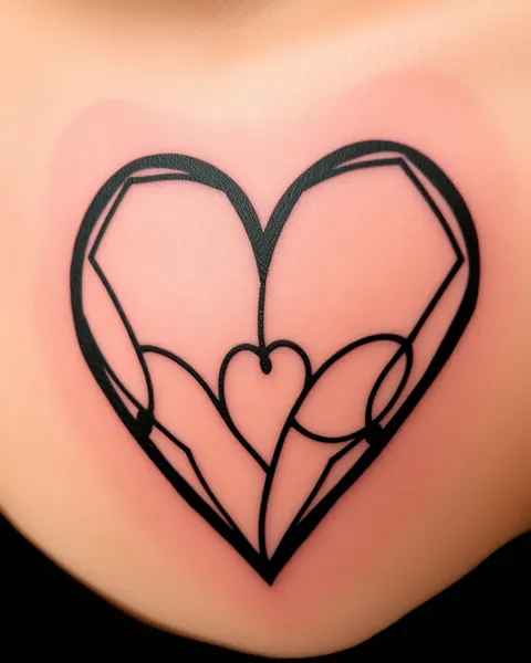 Ejemplo de arte de tatuaje de corazón contorneado único