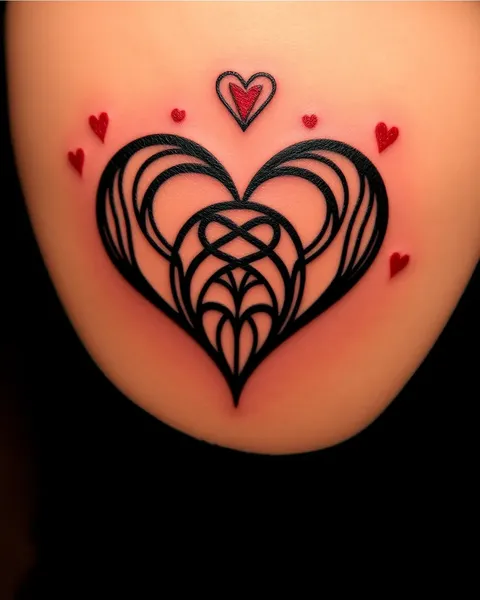 Ejemplo de arte de tatuaje de corazón delineado delicado