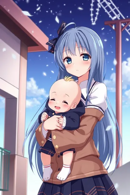 El amor tierno de la chica de anime nutre al niño bebé