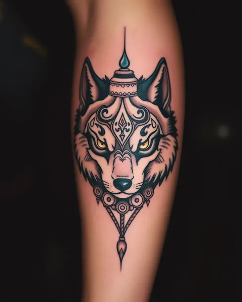 El arte del diseño de tatuaje tradicional de lobo