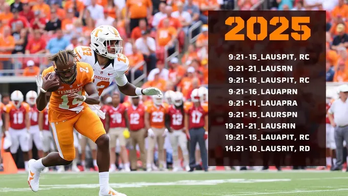 El calendario de fútbol de Tennessee 2025 lanzado oficialmente