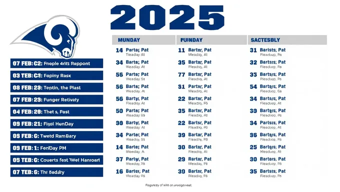 El calendario de los Rams 2025 incluye espacios de televisión nocturnos