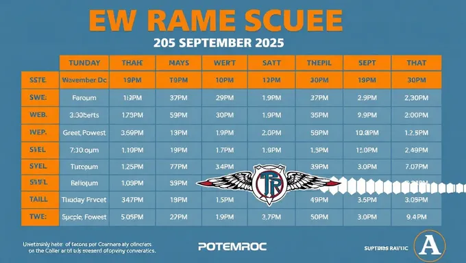 El calendario del equipo de remo Potomac Washington DC para septiembre de 2025