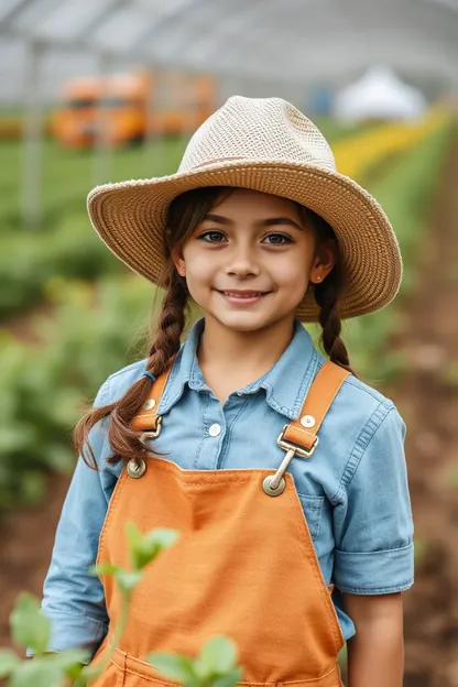 El estilo de overalls favorito de la niña del granjero