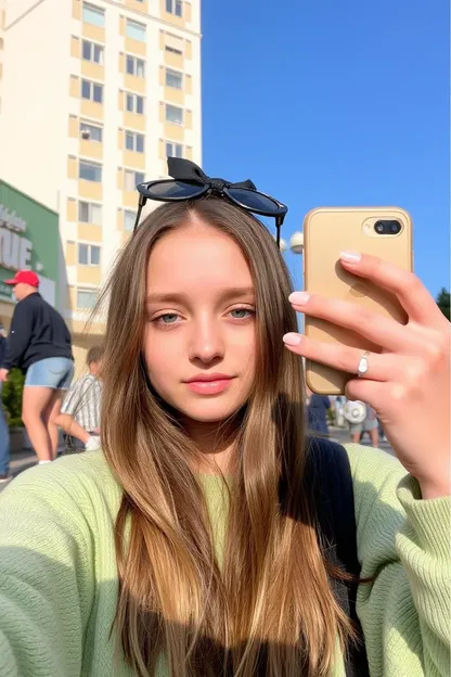 El mundo de selfies de una chica adolescente