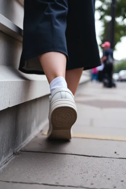 El zapato de la niña se atasca en la acera, se necesita rescate