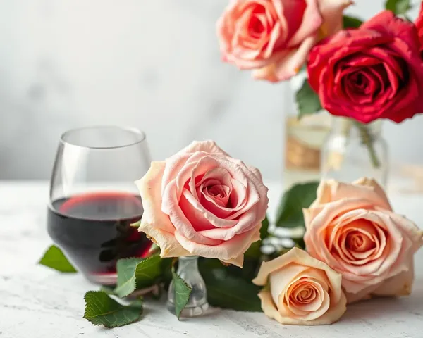 Encontramos una imagen de vino con rosas en PNG