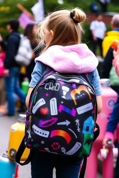 Equipo de equipo de mochila para exploración en un parque de juegos de una niña