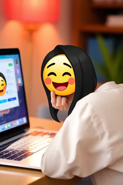 Escena de Memoji: niña con cabello negro en el portátil