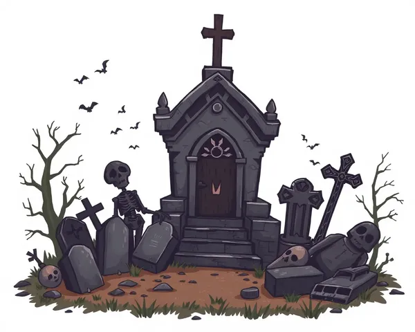 Escena de cementerio PNG con luz de vela titilante