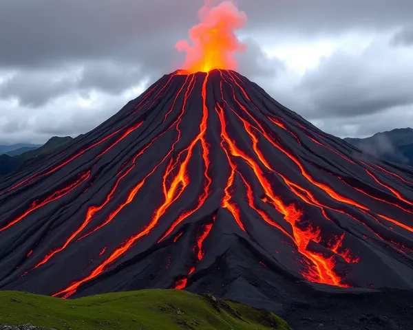 Escena de erupción volcánica en formato PNG